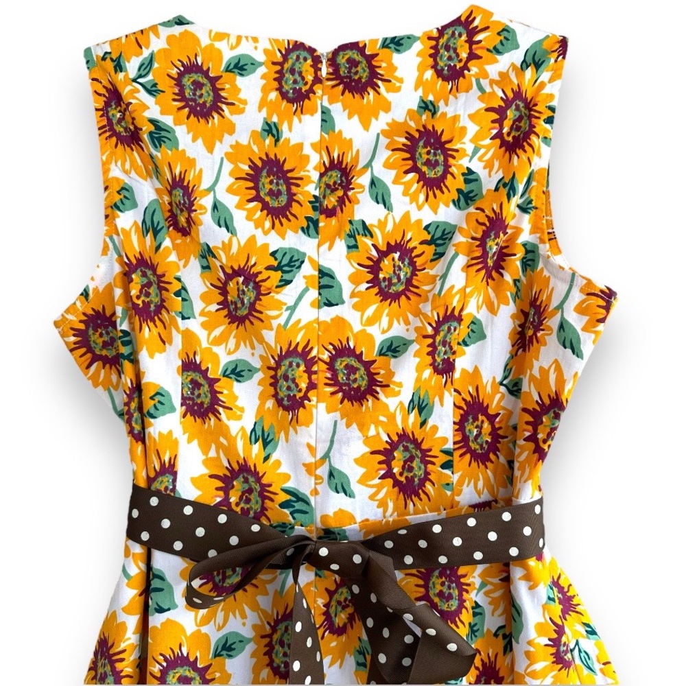 VINTAGE Style Sunflower Print Swing Dress w/Matching Purse - Picture 5 of 8